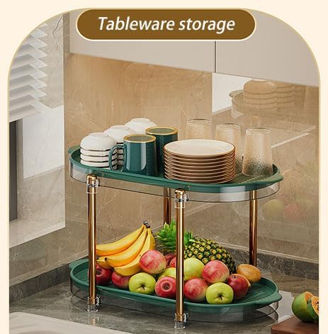 Dxcaicc 2 Tier Cup Drying Rack with Removable Drain Tray, Multi-Functional Storage Organizer, Kitchen Storage Organizer Shelf,Coffee Cup Holder Stand,Beige