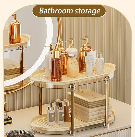 Dxcaicc 2 Tier Cup Drying Rack with Removable Drain Tray, Multi-Functional Storage Organizer, Kitchen Storage Organizer Shelf,Coffee Cup Holder Stand,Beige