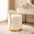 Luxury Vanity Stool with Storage, 360° Swivel Vanity Chair with Back, 400lbs Round Ottoman Leather Makeup Vanity Stool, Dressing Table Seat for Bedroom Bathroom Dressing Room (Beige- B)
