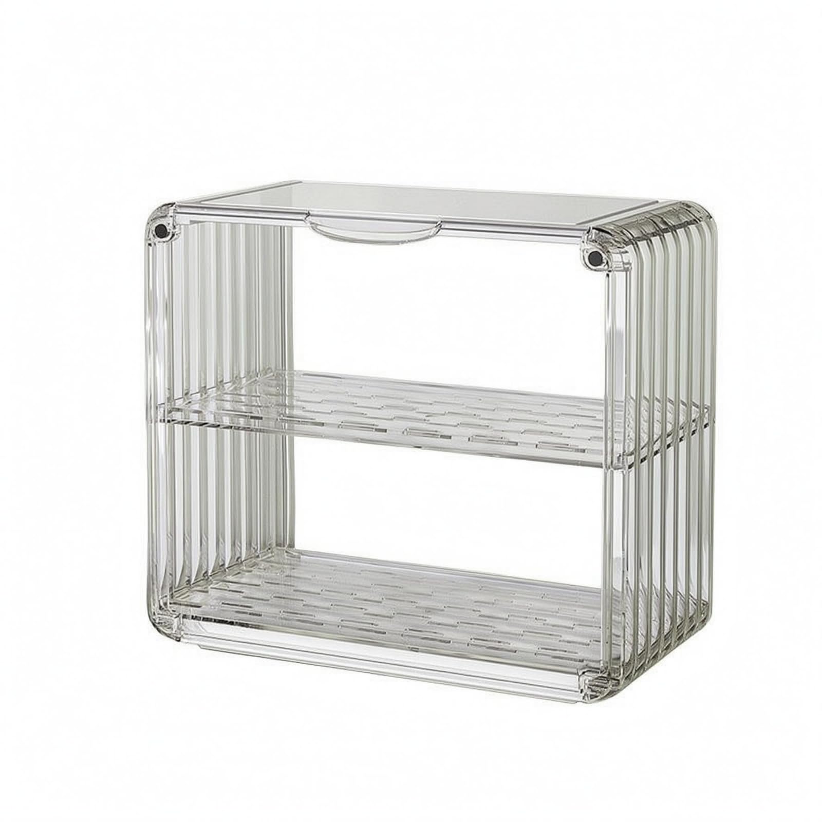 Gralara 2-Tier Cup Rack Transparent Draining Cup Stand Open Front 2-Tier Mug Rack, Dark Green, Large