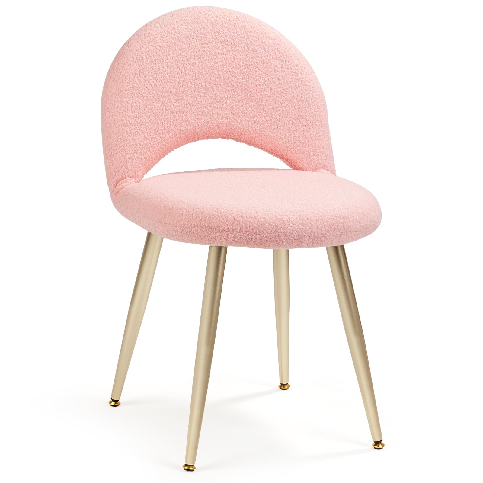 Vanity Chair with Adjustable Backrest, Velvet Upholstery Armless Makeup Stool, White Vanity Stool with Gold Metal Legs for Bedroom Living Room Kitchen Dinning Room (Velvet White)
