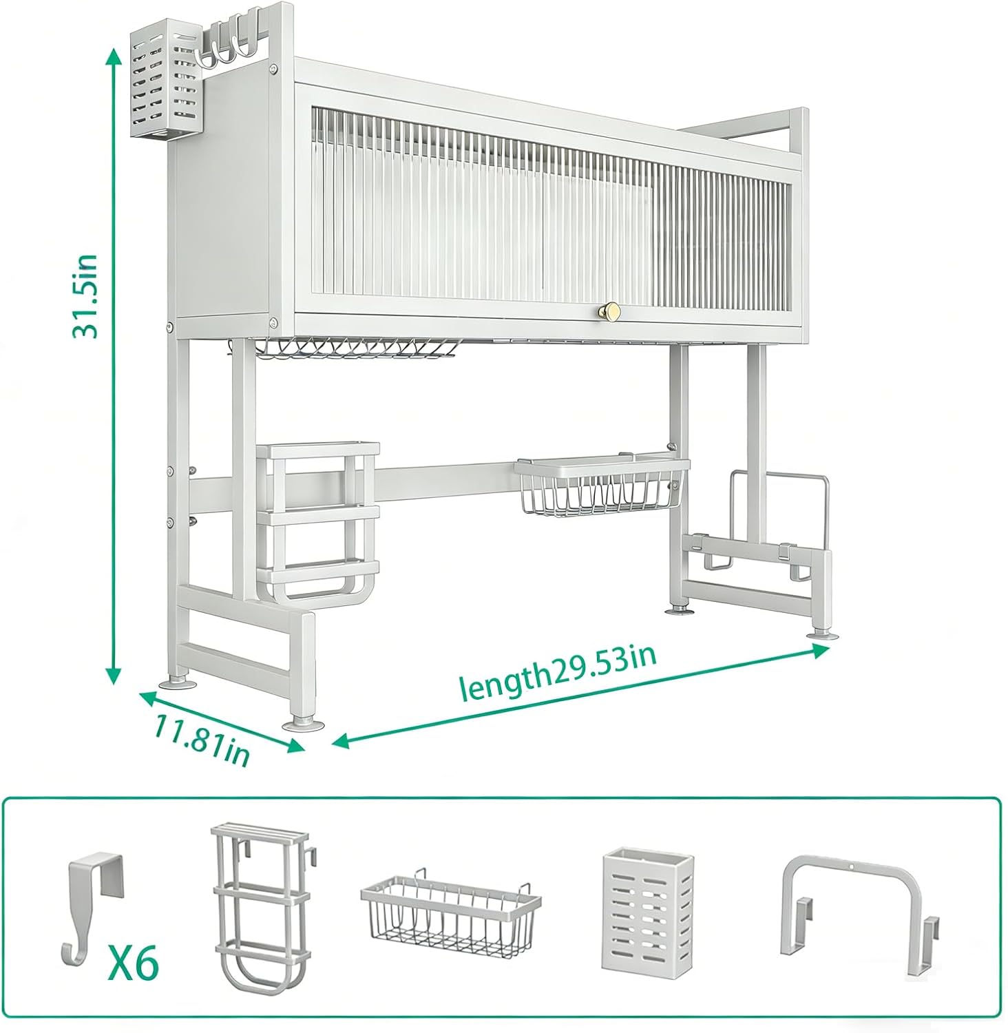 Over the Sink Dish Drainer Drying Rack, Dish Rack Over Sink, Piano Finish, Modern Dish Racks, for Dishes, Glasses, Bowls, and Cutlery