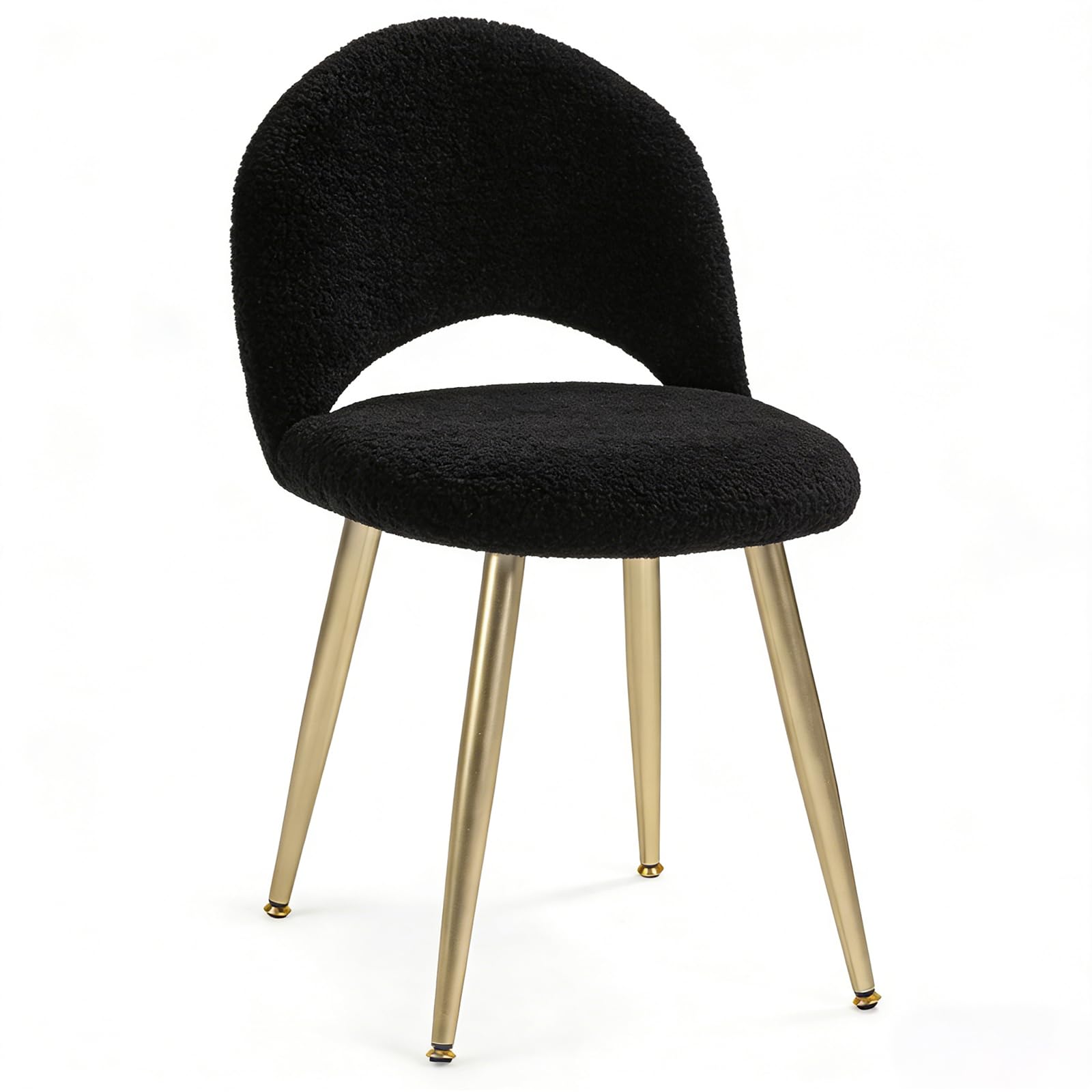 Vanity Chair with Adjustable Backrest, Velvet Upholstery Armless Makeup Stool, White Vanity Stool with Gold Metal Legs for Bedroom Living Room Kitchen Dinning Room (Velvet White)