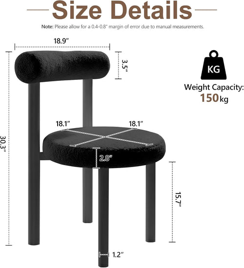 Cute Small Armless Desk Chair, Ergonomic Comfy Vanity Chairs Lumbar Support with Back for Makeup, Teddy Fabric Computer Desk Chair for Home, Bedroom, Vanity, Teens, Adults