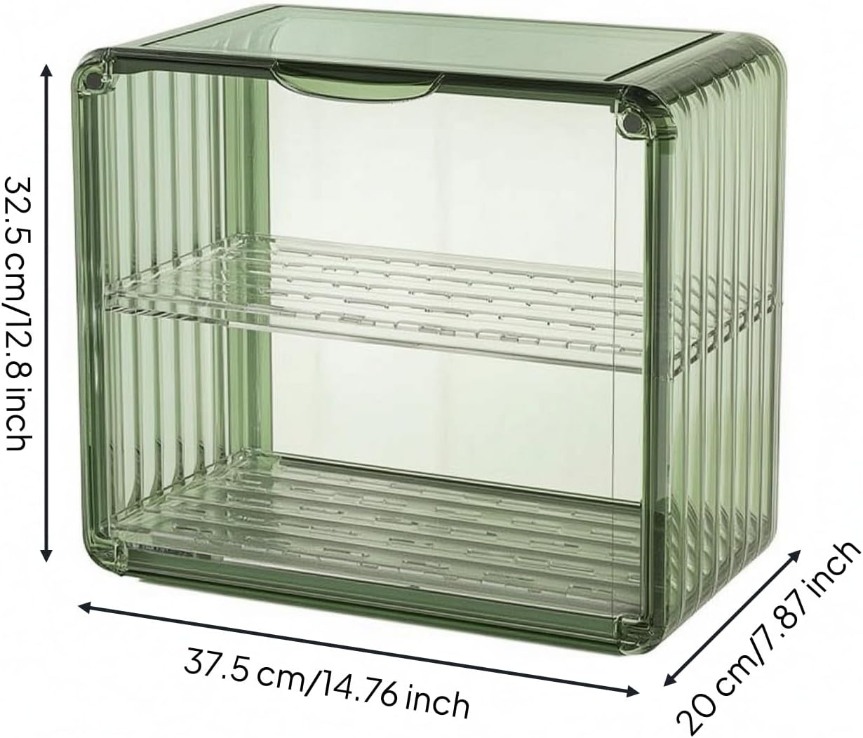 Gralara 2-Tier Cup Rack Transparent Draining Cup Stand Open Front 2-Tier Mug Rack, Dark Green, Large