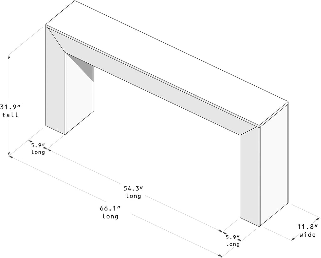 Plank+Beam Grand Console Table, 66 Inch Modern Solid Wood Sofa Table, Narrow Entryway Table for Hallway, Behind the Couch, Living Room, Foyer, Black Wirebrush