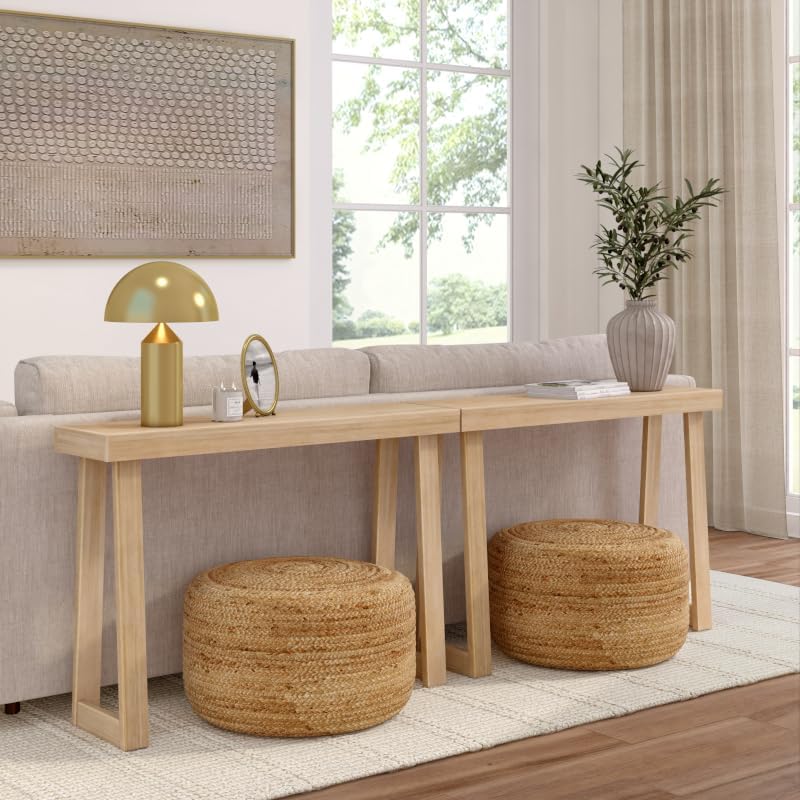 Plank+Beam Solid Wood Console Table, 46 Inch, Sofa Table, Narrow Entryway Table for Hallway, Behind The Couch, Living Room, Foyer, Easy Assembly, Blonde