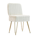 Vanity Chair with Storage, Comfy Ottoman with Folding Back, Faux Fur Vanity Stool with 4 Metal Legs for Make Up, Furry Padded Seat with Anti-Slip Feet for Bedroom Dressing Room