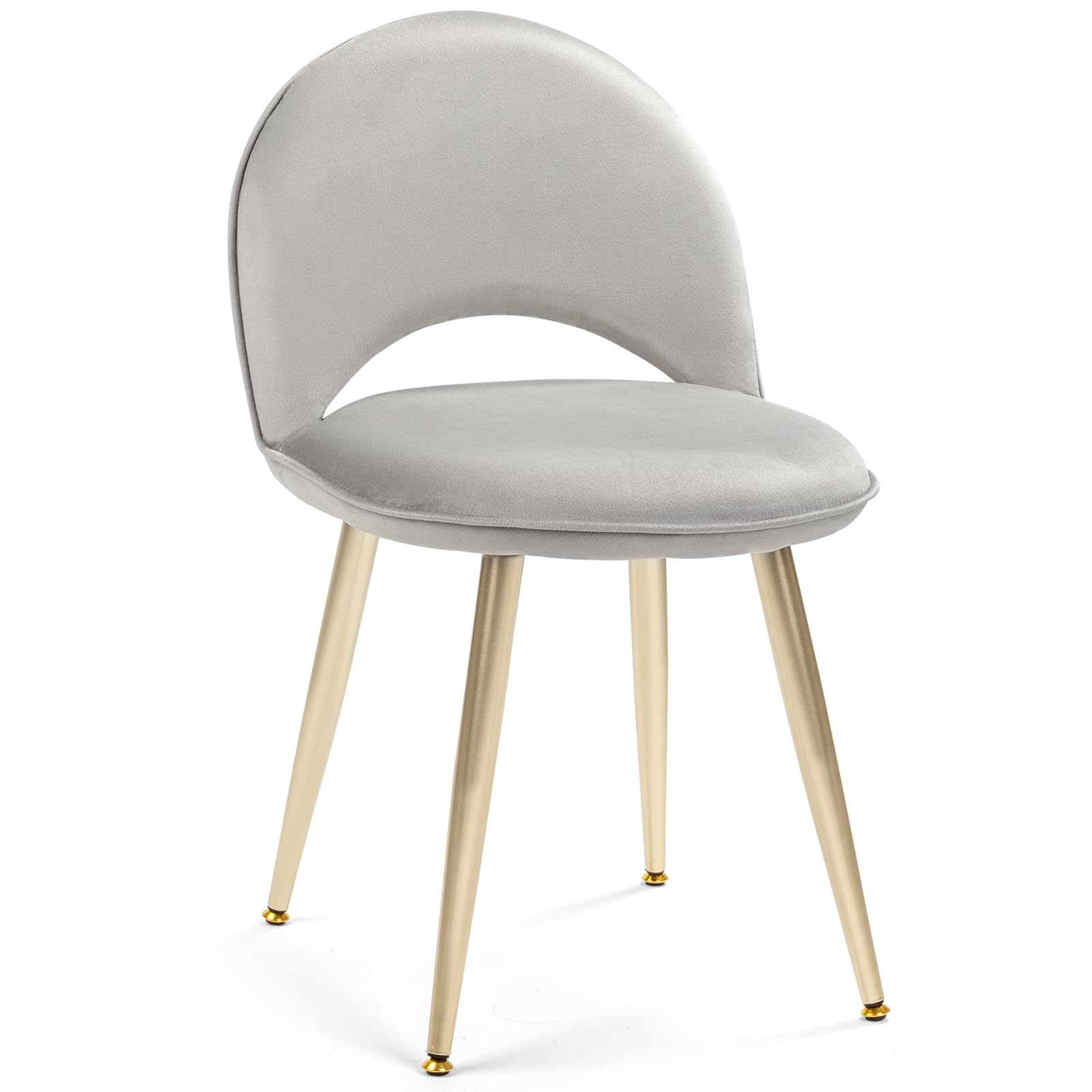 Vanity Chair with Adjustable Backrest, Velvet Upholstery Armless Makeup Stool, White Vanity Stool with Gold Metal Legs for Bedroom Living Room Kitchen Dinning Room (Velvet White)