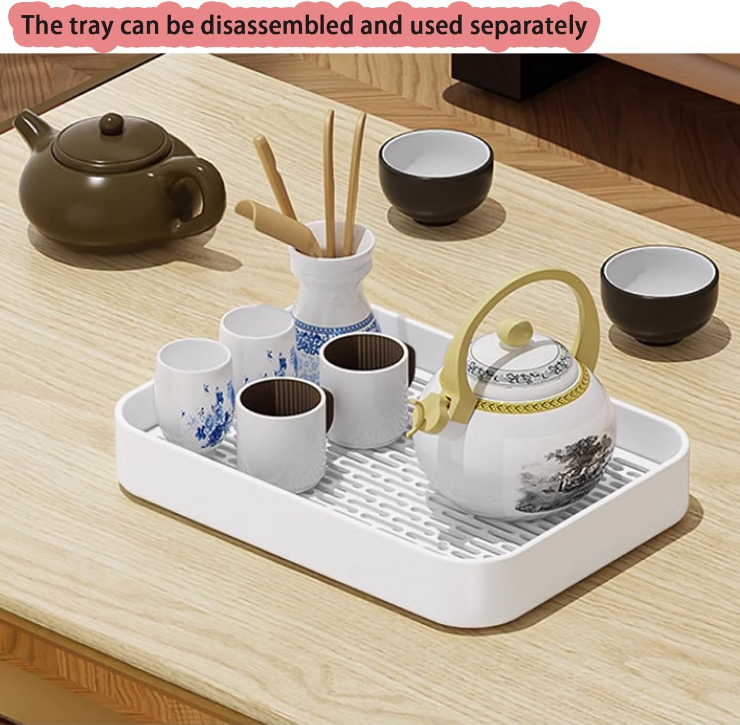 Dxcaicc 2-Tier Cup Drying Rack, Coffee Bar Accessories with Drying Tray, Coffe Mug Holder Rack for Countertop, Bottle,Tea Cup, Glass Cup, Dish Organizer,A
