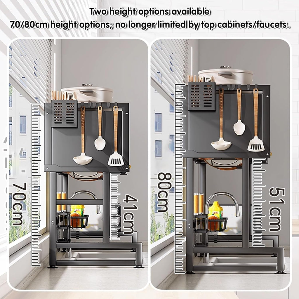 Kitchen steel over the sink dish drying rack, drainer racks for counter, Includes chopsticks, knife, cutting board holder, Acrylic cabinet doors,Organization Storage.(55 * 30 * 70cm)