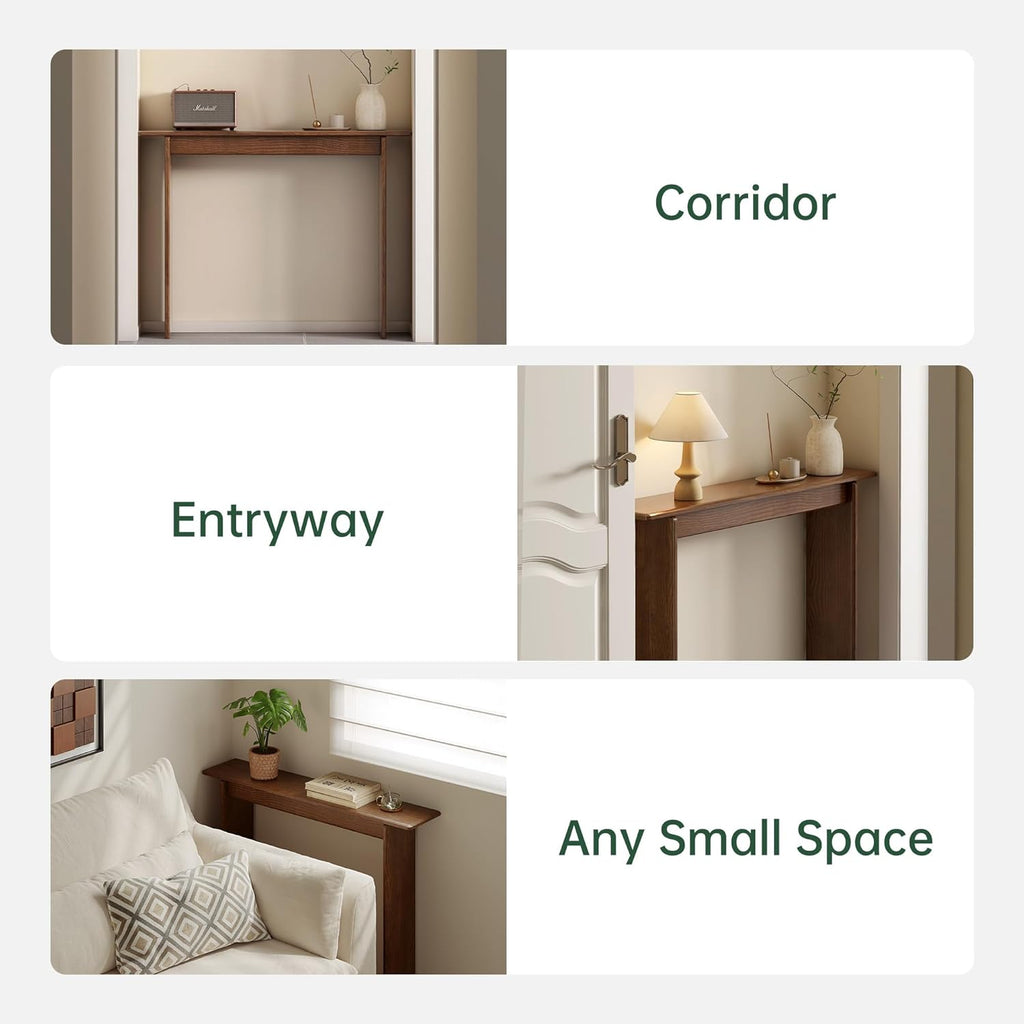 YESWOOD Entryway Table, 39 Inch Modern Solid Wood Sofa Table, Narrow Entryway Table for Entrance, Hallway, Living Room, Behind The Couch (Walnut)