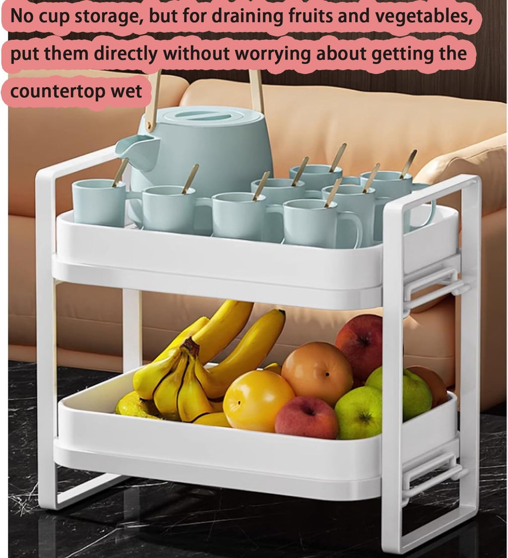 Dxcaicc 2-Tier Cup Drying Rack, Coffee Bar Accessories with Drying Tray, Coffe Mug Holder Rack for Countertop, Bottle,Tea Cup, Glass Cup, Dish Organizer,A