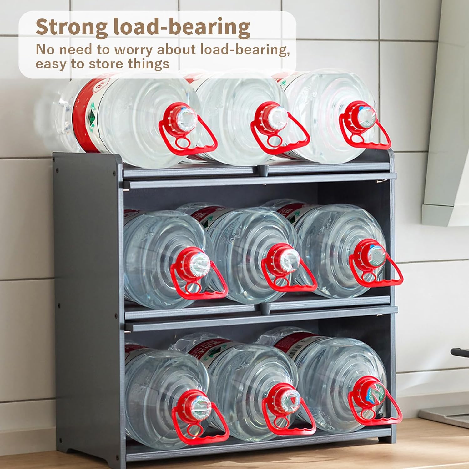 3-Tier Bamboo Kitchen Storage Cabinet with Acrylic Doors, Countertop Sideboard Organizer for Dishes Spices Bowls