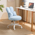 VINGLI Playful Rabbit Ear Swivel White Vanity Desk Chair with wheels&Bow Pillow,Cute Comfy Small Armless Adjustable Rolling Stool for Bedroom/Home Office,for Kids,Teens,Girls,Women,Adults,Teddy Fleece