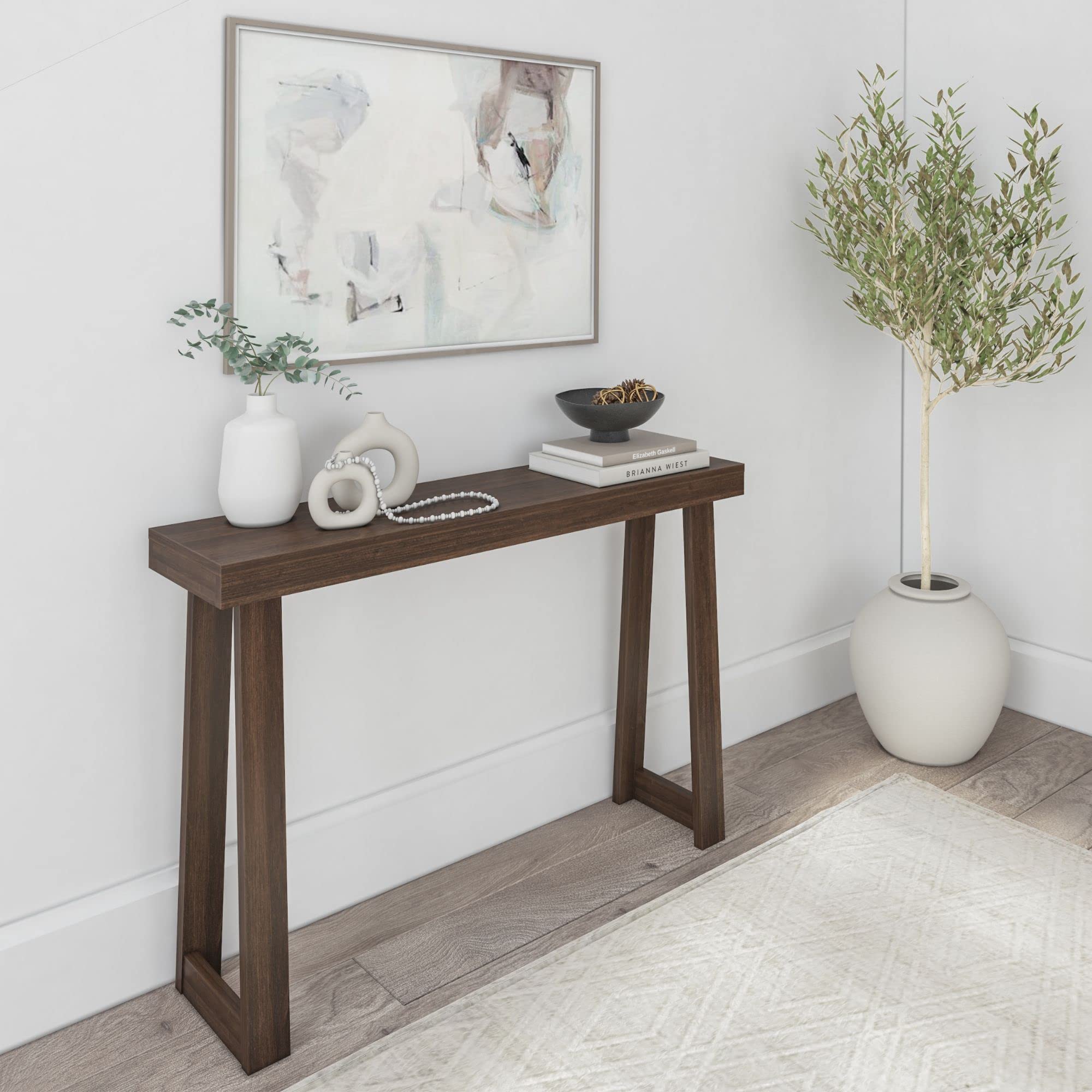 Plank+Beam Solid Wood Console Table, 46 Inch, Sofa Table, Narrow Entryway Table for Hallway, Behind The Couch, Living Room, Foyer, Easy Assembly, Blonde