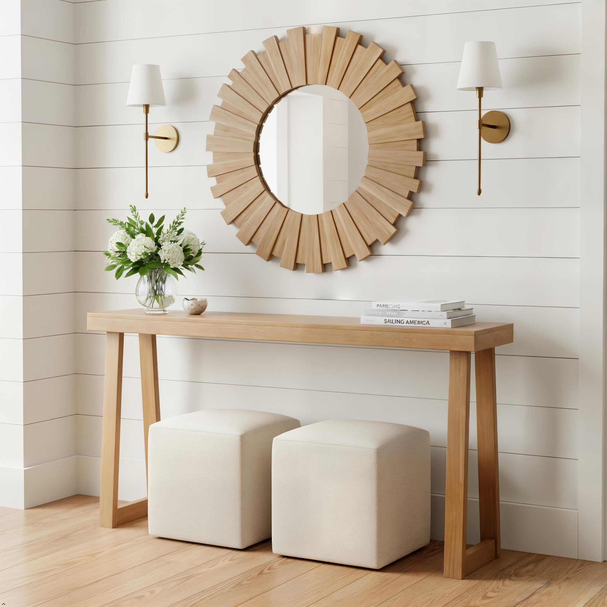 Plank+Beam Solid Wood Console Table, 46 Inch, Sofa Table, Narrow Entryway Table for Hallway, Behind The Couch, Living Room, Foyer, Easy Assembly, Blonde