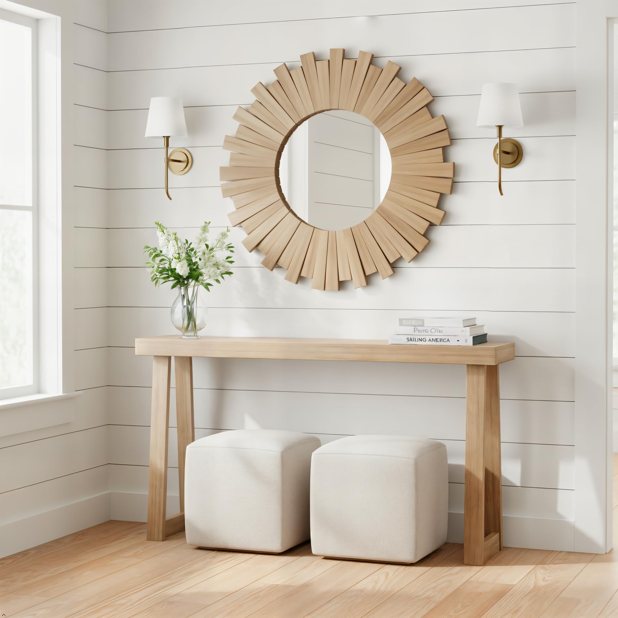 Plank+Beam Solid Wood Console Table, 46 Inch, Sofa Table, Narrow Entryway Table for Hallway, Behind The Couch, Living Room, Foyer, Easy Assembly, Blonde