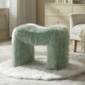 Ottoman Vanity Stool Chair Small Footstool Seating Backless Modern Foot Rest Teddy Velvet Ottoman for Makeup Room Living Room Bedroom Entryway,White (Single 1)