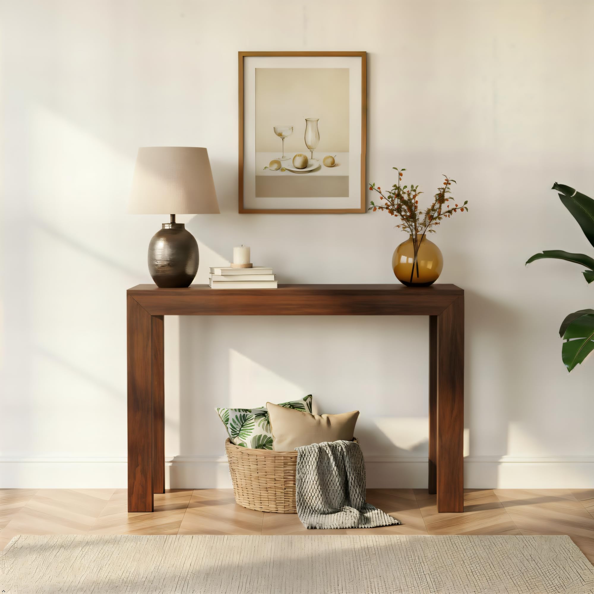 Plank+Beam Modern Solid Wood Console Table, 46 Inch, Sofa Table, Narrow Entryway Table for Hallway, Behind The Couch, Living Room, Foyer, Easy Assembly, Blonde
