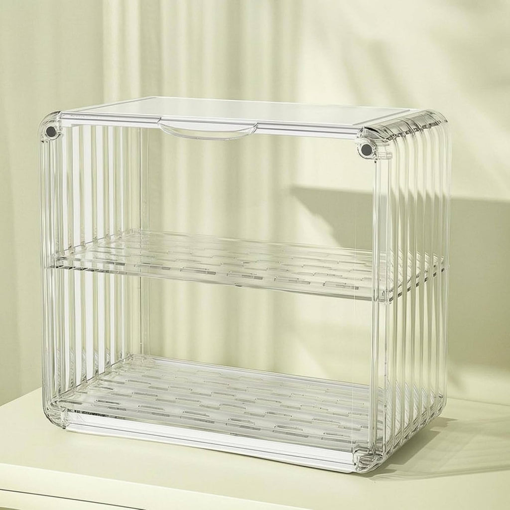 2-Tier Cup Rack Glossy Draining Cup Simple to Household Storage, Brown, Large