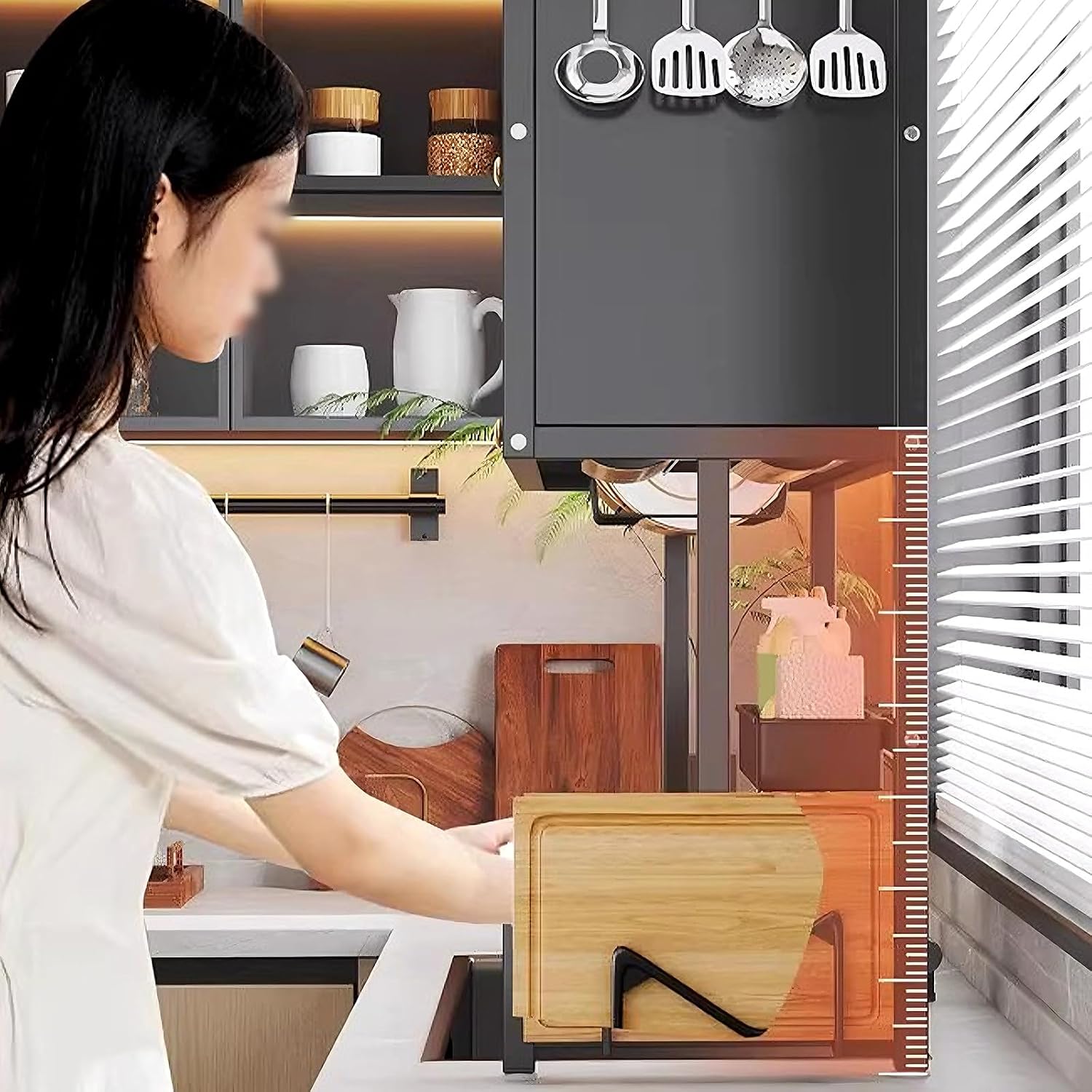 Over The Sink Dish Drying Rack 3 Tier with Acrylic Doors and Suction Cup Feet Kitchen Sink Caddy Organizer Carbon Steel Large Dishes Drying Rack for Kitchens(White,85 * 28 * 102cm)