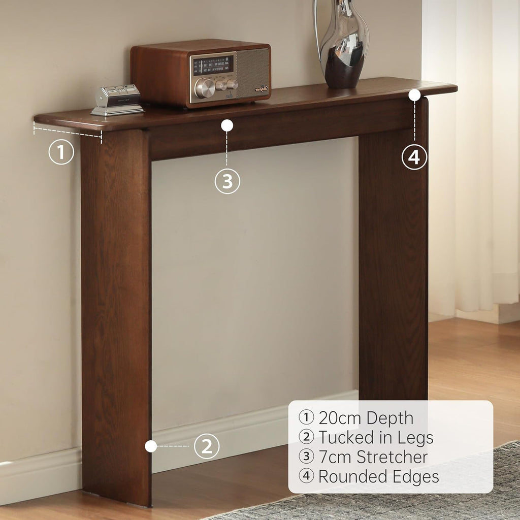 YESWOOD Entryway Table, 39 Inch Modern Solid Wood Sofa Table, Narrow Entryway Table for Entrance, Hallway, Living Room, Behind The Couch (Walnut)