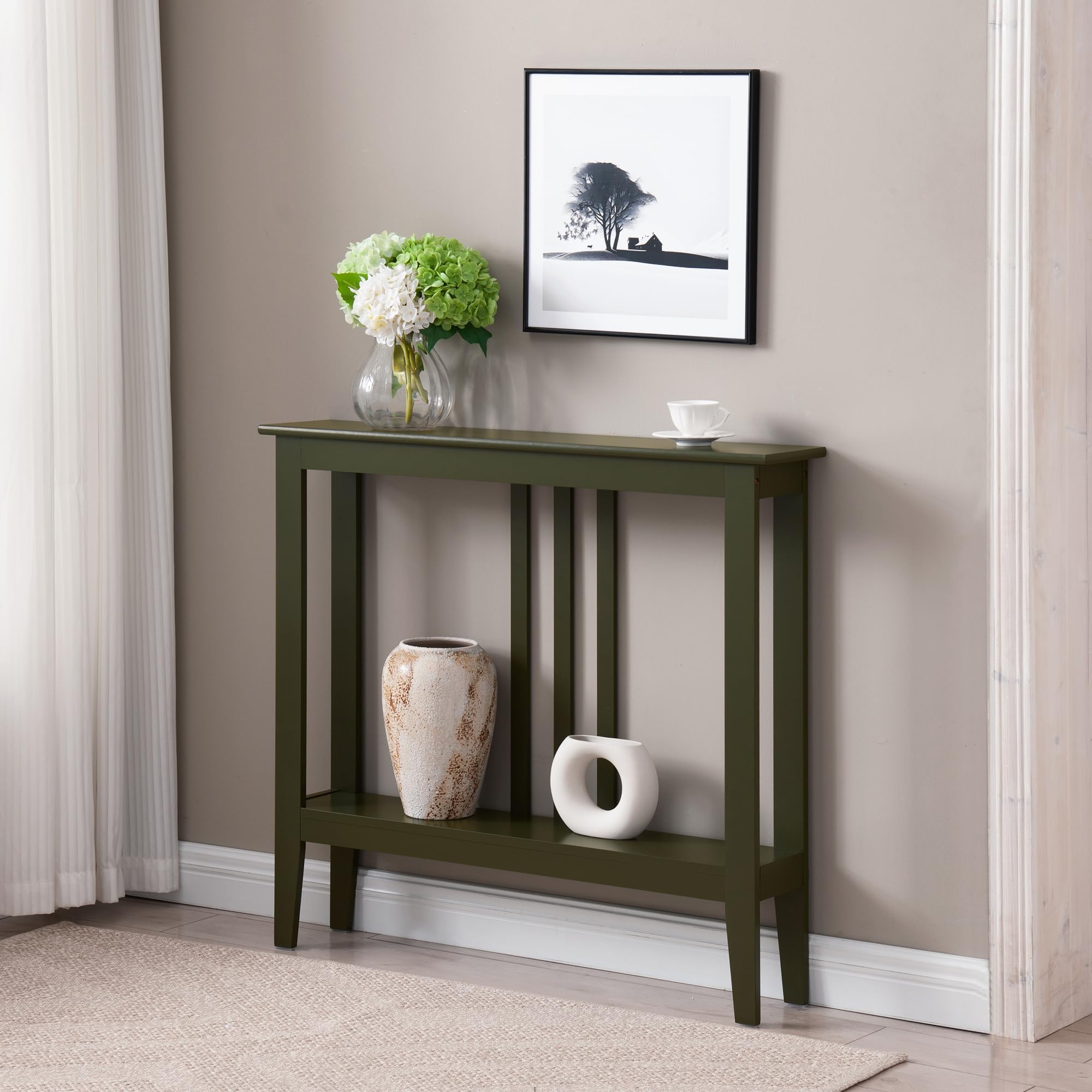 Kings Brand Furniture Narrow Console Table with Storage – Rectangular Entryway & Behind Sofa Table, Wood Accent Hallway Table for Foyer or Living Room, Espresso