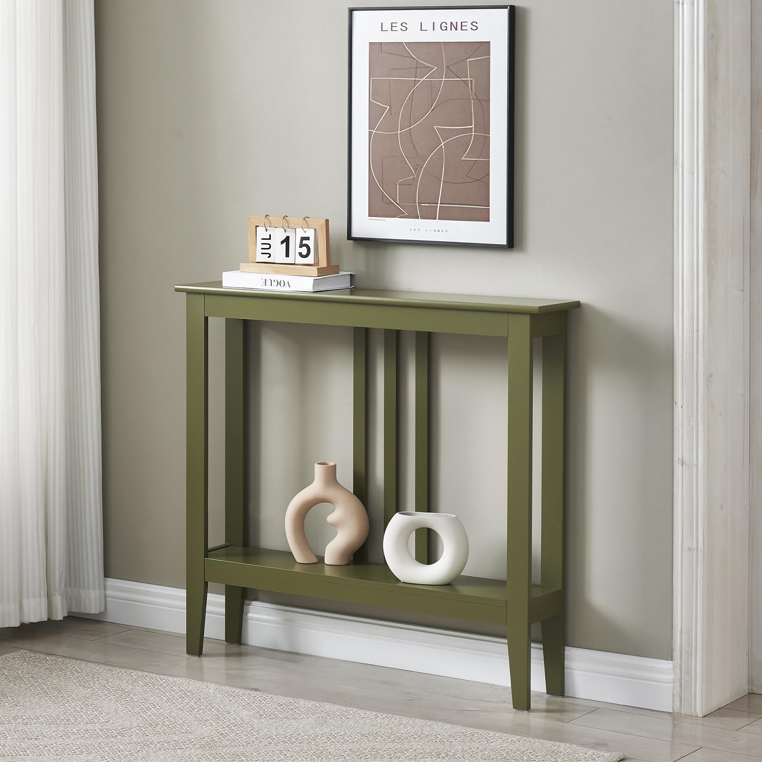 Kings Brand Furniture Narrow Console Table with Storage – Rectangular Entryway & Behind Sofa Table, Wood Accent Hallway Table for Foyer or Living Room, Espresso