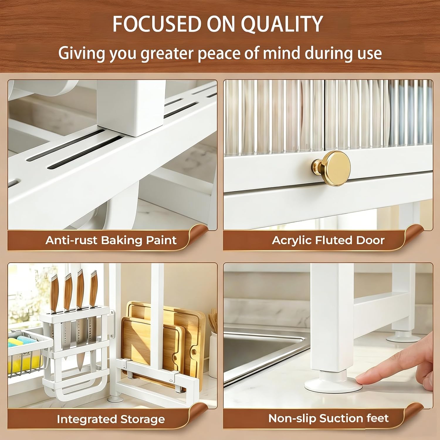 Over the Sink Dish Drainer Drying Rack, Dish Rack Over Sink, Piano Finish, Modern Dish Racks, for Dishes, Glasses, Bowls, and Cutlery