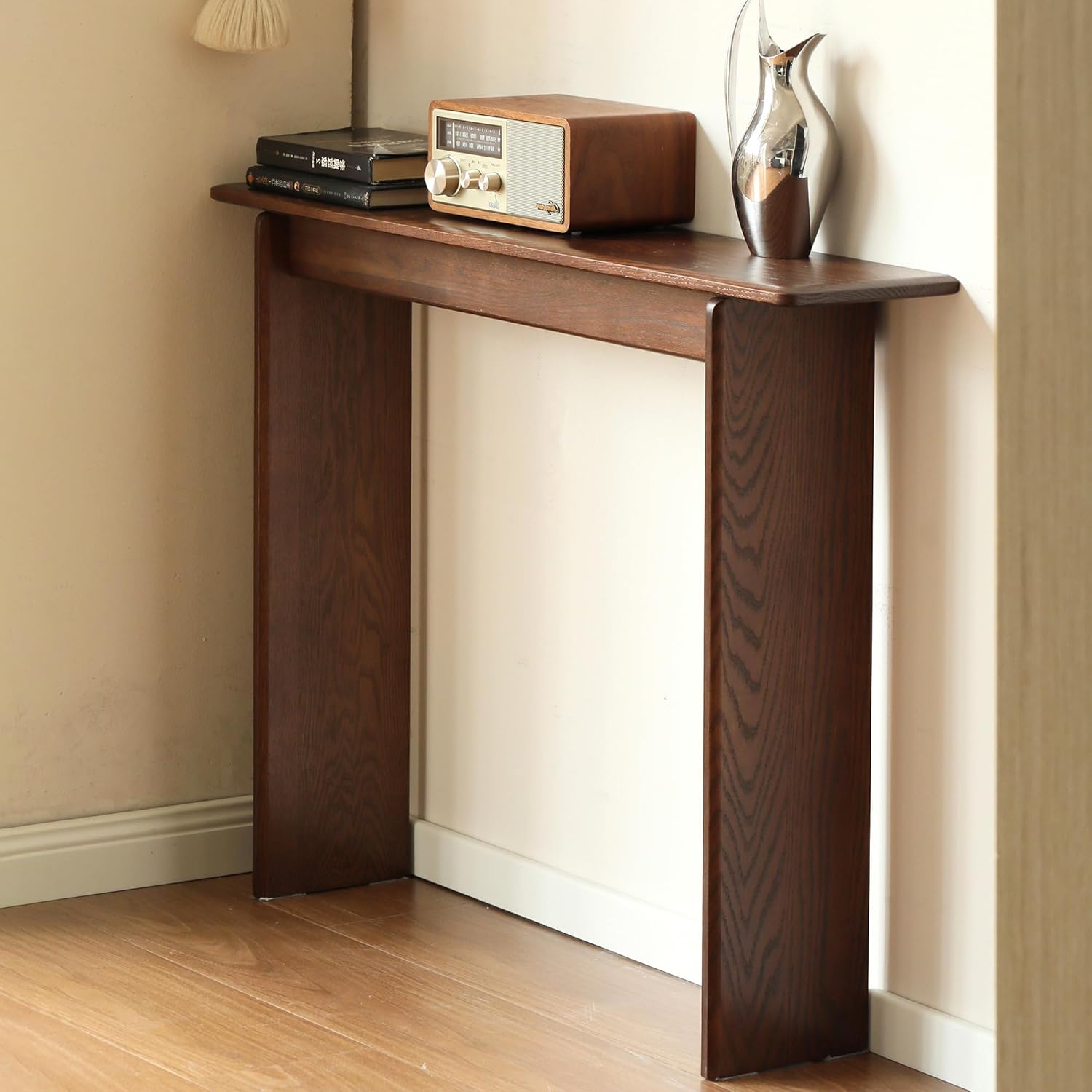 YESWOOD Entryway Table, 39 Inch Modern Solid Wood Sofa Table, Narrow Entryway Table for Entrance, Hallway, Living Room, Behind The Couch (Walnut)