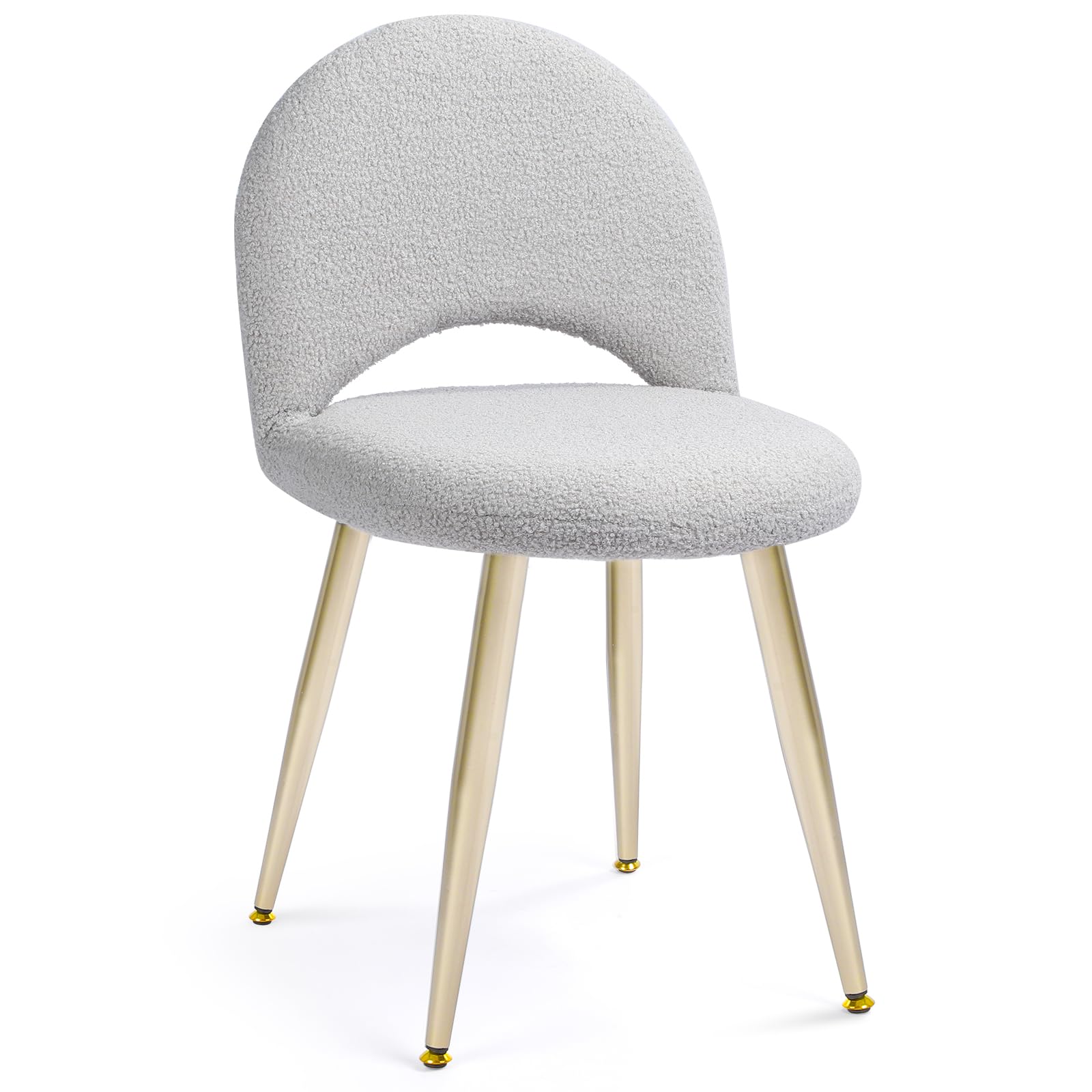 Vanity Chair with Adjustable Backrest, Velvet Upholstery Armless Makeup Stool, White Vanity Stool with Gold Metal Legs for Bedroom Living Room Kitchen Dinning Room (Velvet White)
