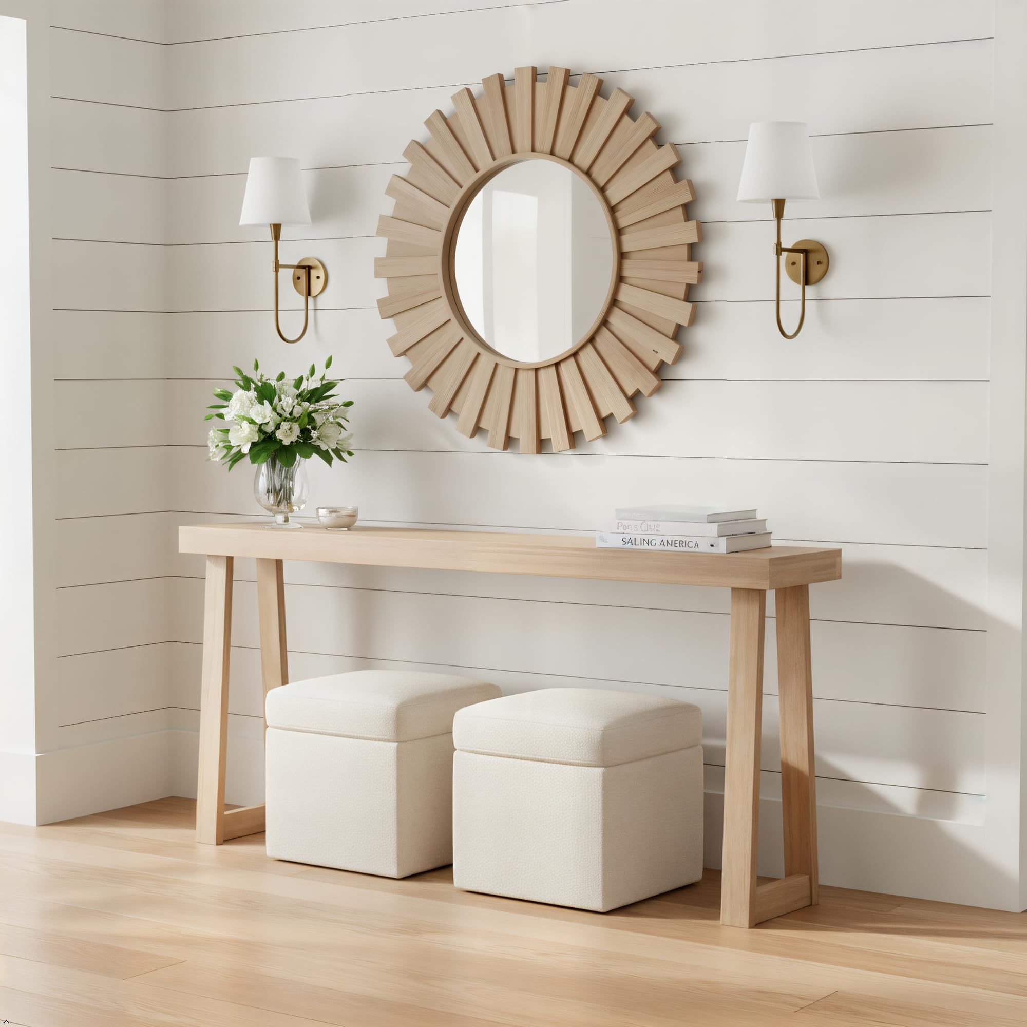 Plank+Beam Solid Wood Console Table, 46 Inch, Sofa Table, Narrow Entryway Table for Hallway, Behind The Couch, Living Room, Foyer, Easy Assembly, Blonde