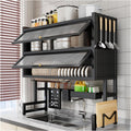 PENSUN Dish Drying Rack Over The Sink, 2-Tier Kitchen Utensil Storage Organizer Shelf, Space-Saving ，Efficient Sink Drainer and Storage Solution - 85cm/33.46in (Black