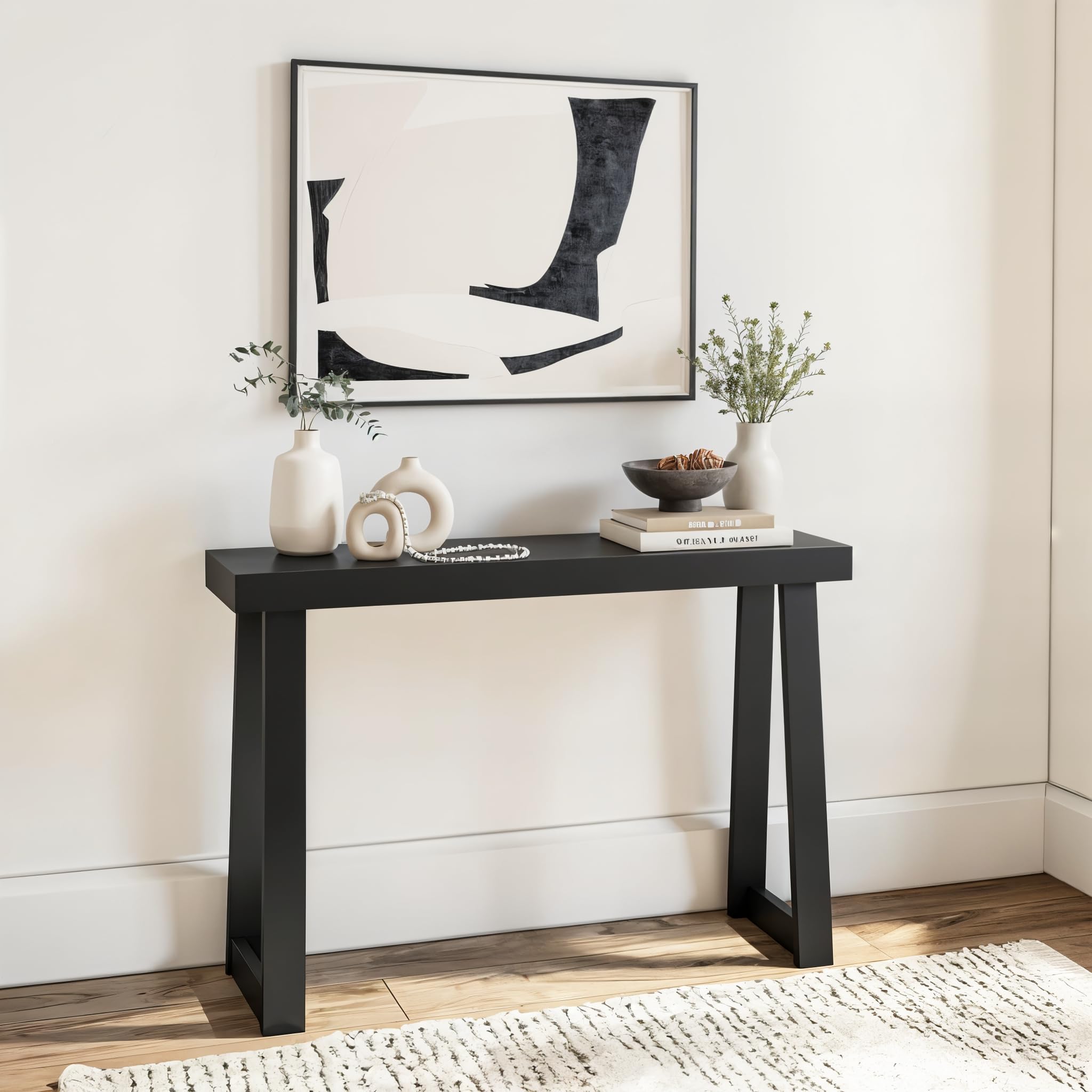 Plank+Beam Solid Wood Console Table, 46 Inch, Sofa Table, Narrow Entryway Table for Hallway, Behind The Couch, Living Room, Foyer, Easy Assembly, Blonde