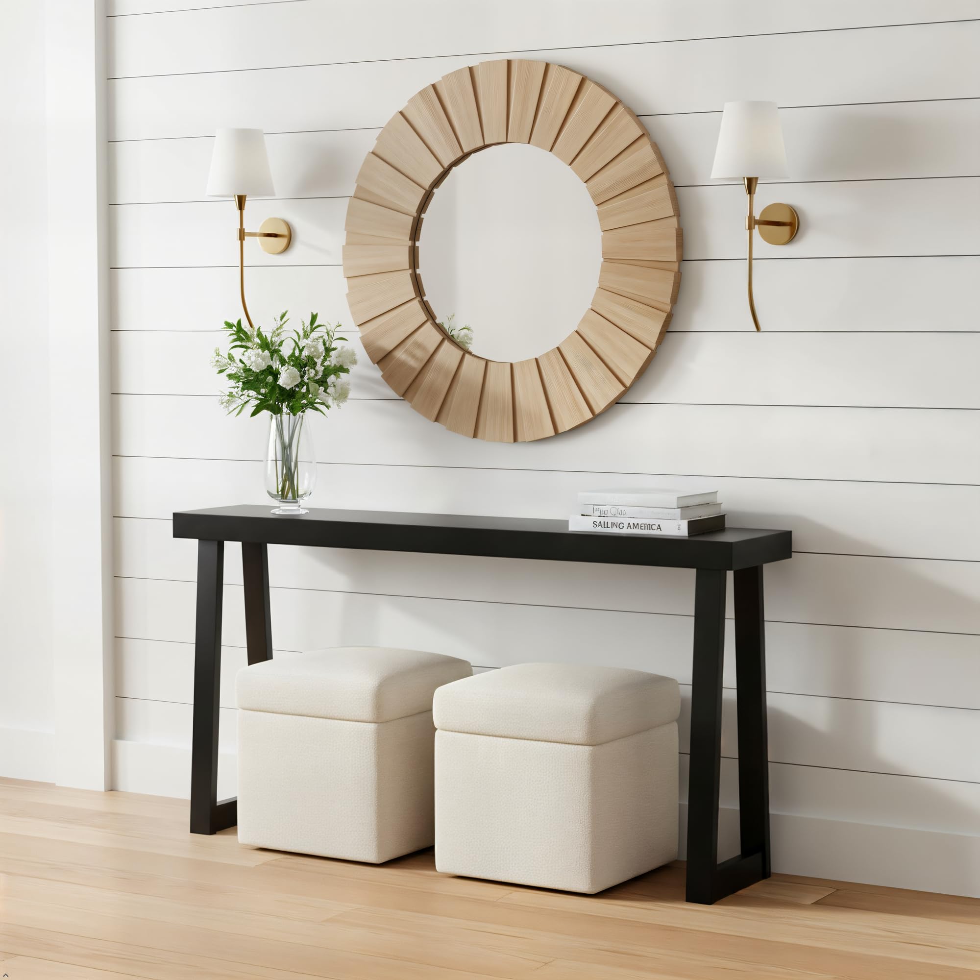 Plank+Beam Solid Wood Console Table, 46 Inch, Sofa Table, Narrow Entryway Table for Hallway, Behind The Couch, Living Room, Foyer, Easy Assembly, Blonde
