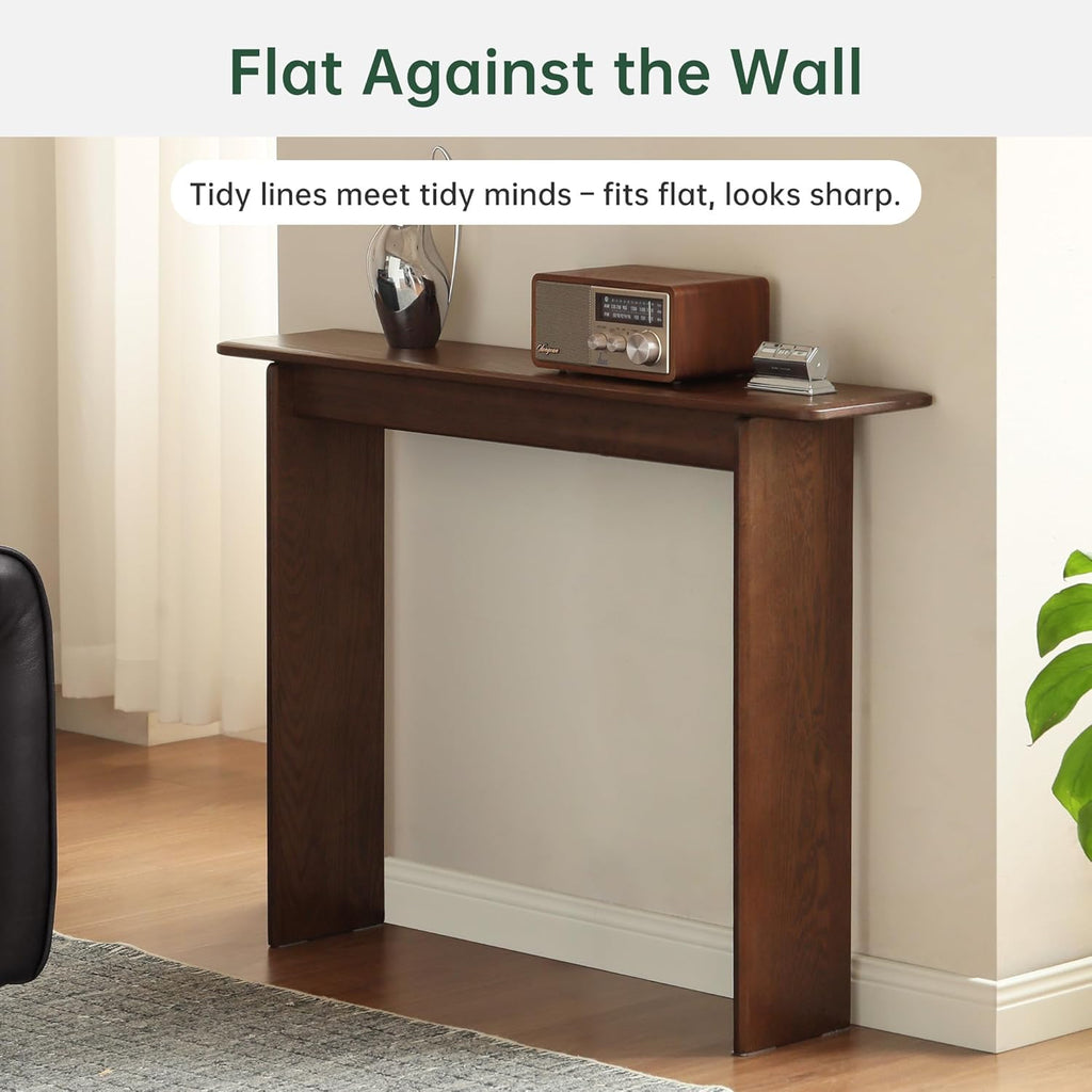 YESWOOD Entryway Table, 39 Inch Modern Solid Wood Sofa Table, Narrow Entryway Table for Entrance, Hallway, Living Room, Behind The Couch (Walnut)