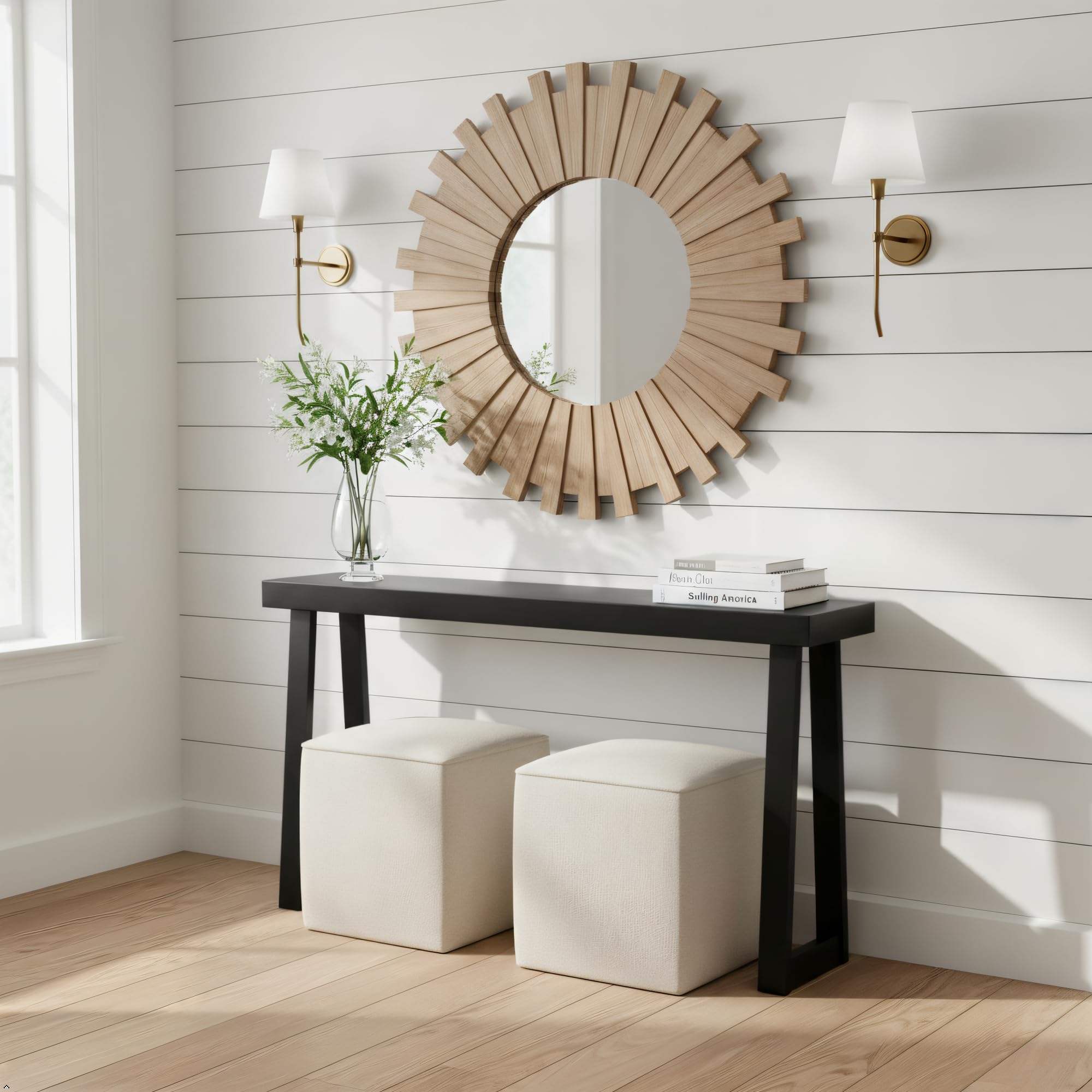 Plank+Beam Solid Wood Console Table, 46 Inch, Sofa Table, Narrow Entryway Table for Hallway, Behind The Couch, Living Room, Foyer, Easy Assembly, Blonde