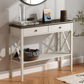 ChooChoo Console Table with Drawers, Narrow Wood Accent Sofa Table Entryway Table with Storage Shelf for Entryway, Front Hall, Hallway, Living Room, Black