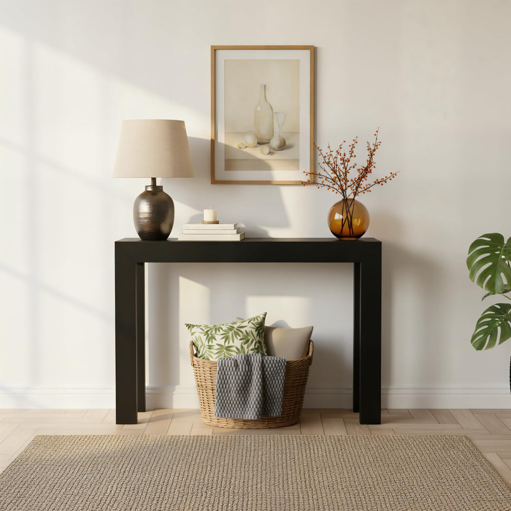 Plank+Beam Modern Solid Wood Console Table, 46 Inch, Sofa Table, Narrow Entryway Table for Hallway, Behind The Couch, Living Room, Foyer, Easy Assembly, Blonde