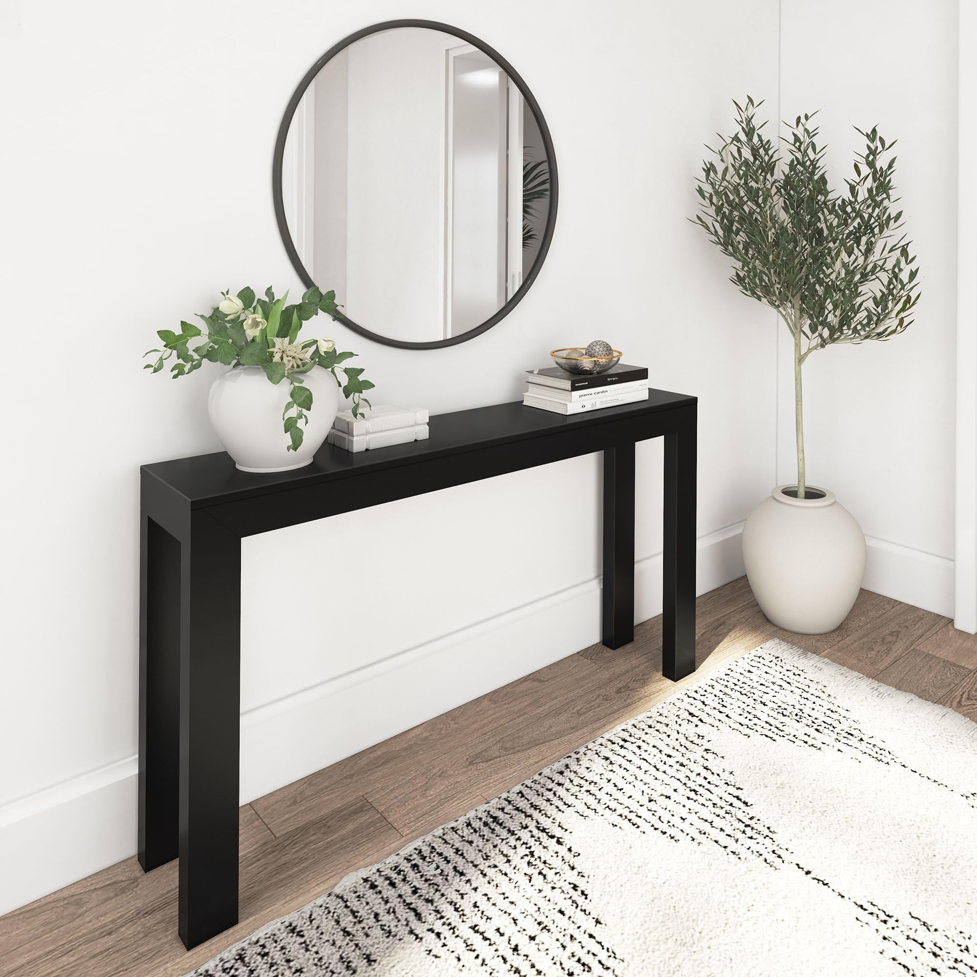 Plank+Beam Modern Solid Wood Console Table, 46 Inch, Sofa Table, Narrow Entryway Table for Hallway, Behind The Couch, Living Room, Foyer, Easy Assembly, Blonde