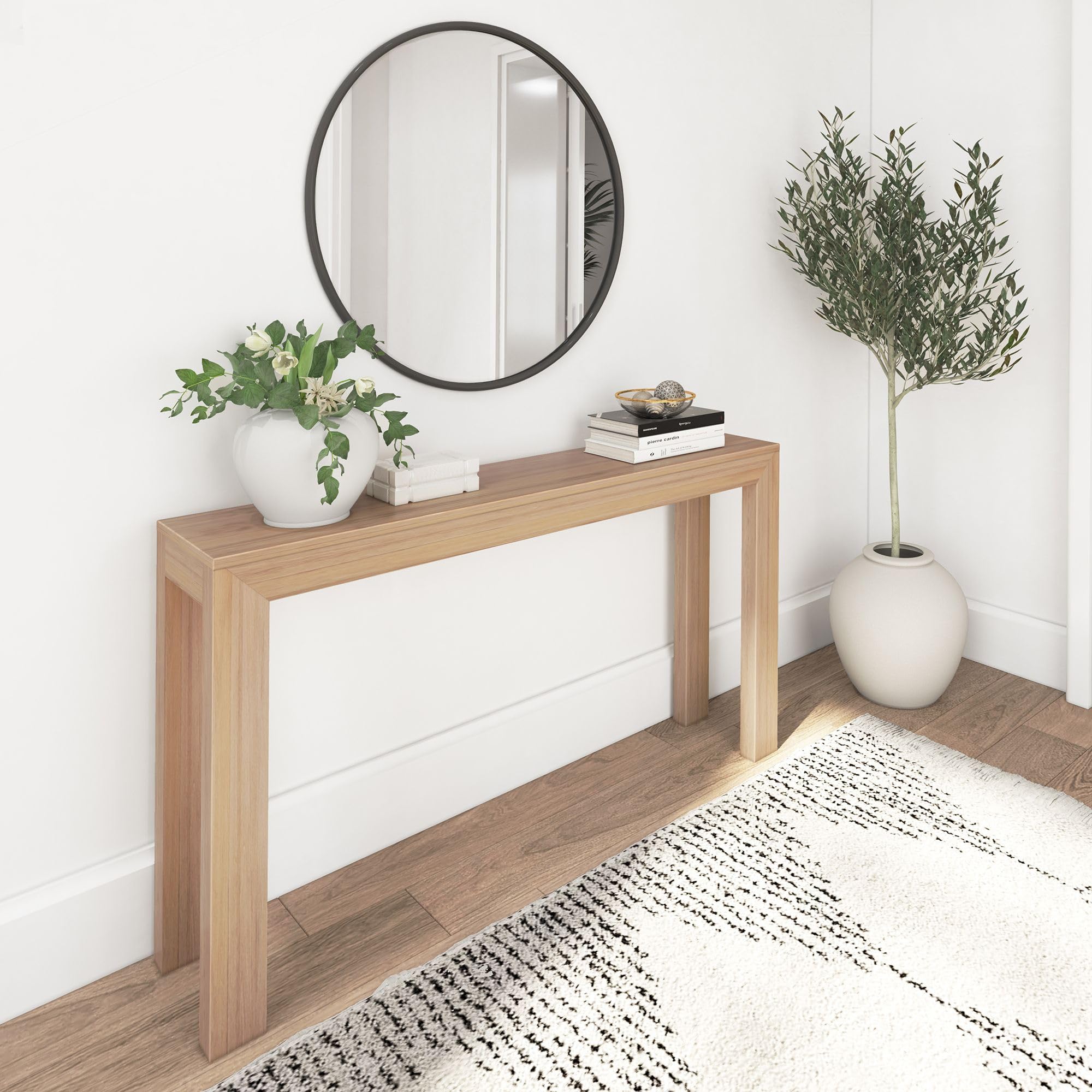 Plank+Beam Modern Solid Wood Console Table, 46 Inch, Sofa Table, Narrow Entryway Table for Hallway, Behind The Couch, Living Room, Foyer, Easy Assembly, Blonde