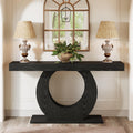 Tribesigns 63-Inch Console Sofa Table, Rustic Industrial Farmhouse Entryway Table, Narrow Long Couch Console Behind Sofa with Black Circle Base for Living Room Hallway, Rustic Brown