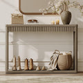 SICOTAS Entryway Table with Storage Shelf, Modern Console Table, Fluted Narrow Entry Table 47.32" Entry Way Table, Wooden Couch Table Behind Sofa for Living Room Hallway Entrance Foyer, Grey Alder
