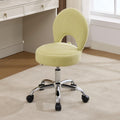 Home Office Chair Foldable Vanity Chair Vanity Stool with Storage 15.8" Spacious Seat 360° Swivel Height Adjustable White