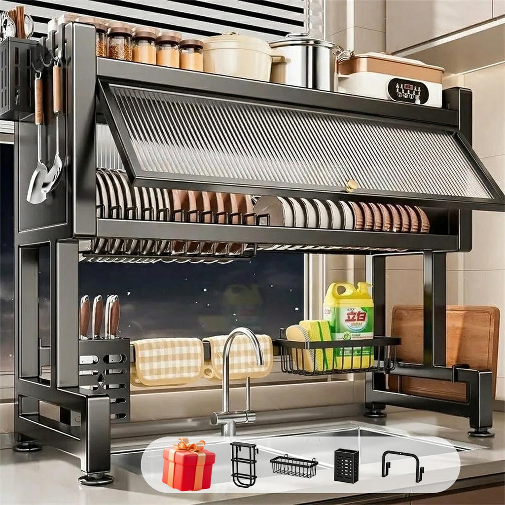 Over the Sink Dish Drainer Drying Rack, Dish Rack Over Sink, Piano Finish, Modern Dish Racks, for Dishes, Glasses, Bowls, and Cutlery