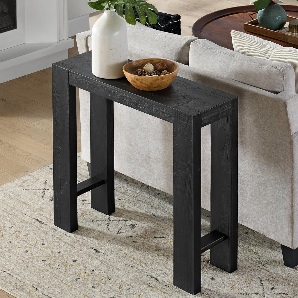 Alaterre Furniture Classic Solid Wood Console Table - 36 Inch Modern Farmhouse Small Entryway Table - Easy Assembly Living Room Furniture for Behind The Couch, Entryway, or Hallway (Brown)